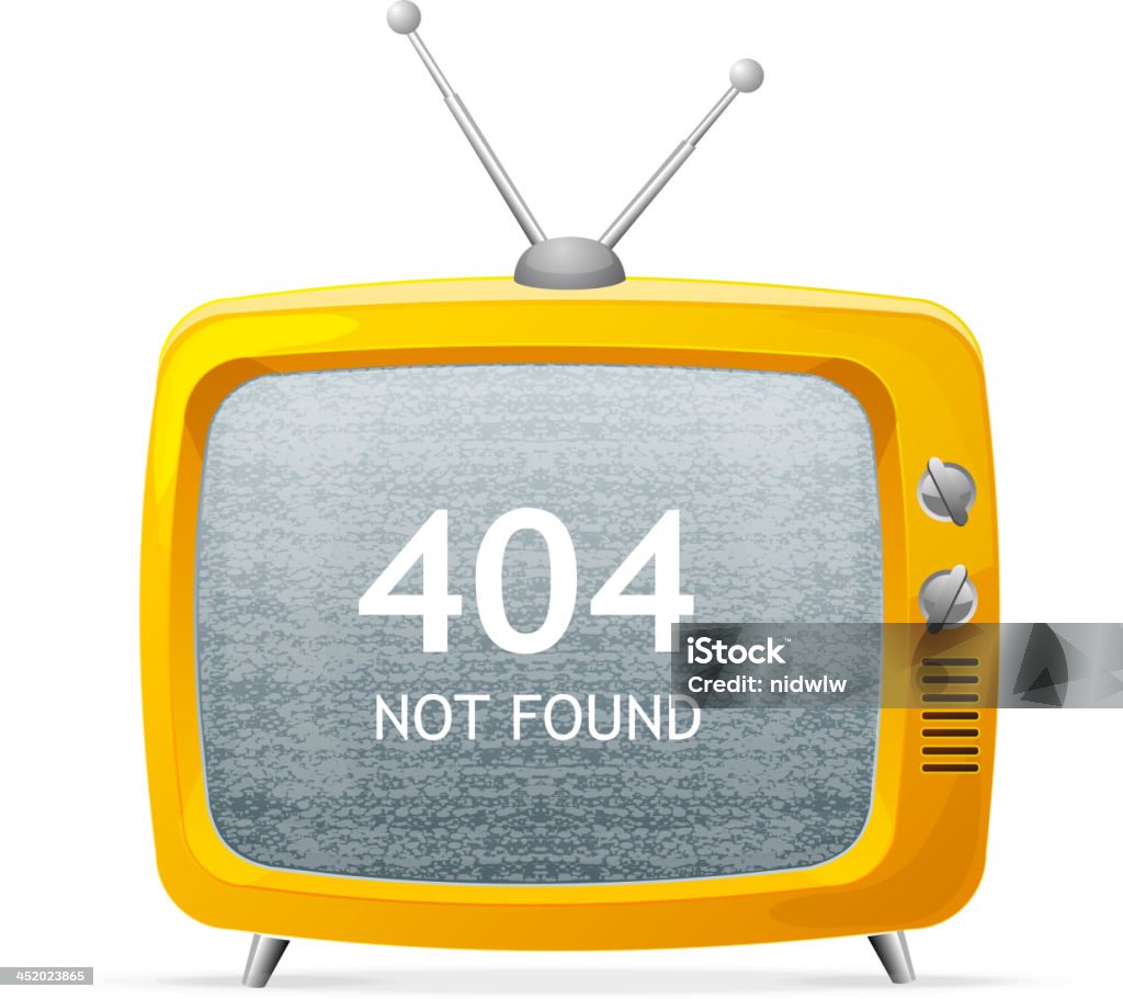 Televisión de historieta estilo retro concepto de error 404 - arte vectorial de Amarillo - Color libre de derechos