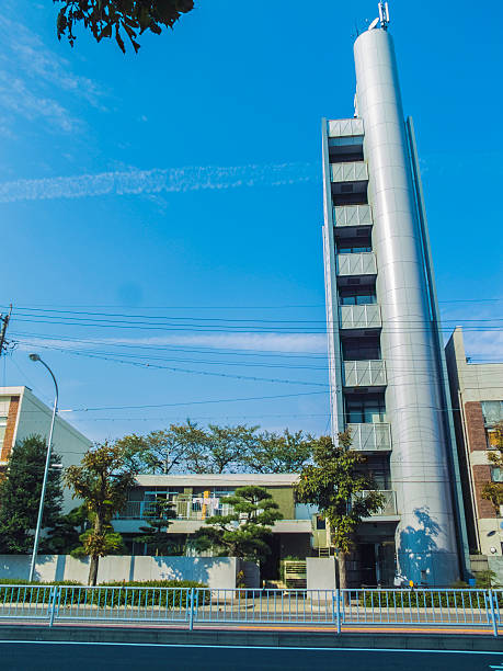istock blue sky hight slim building in city 452024619