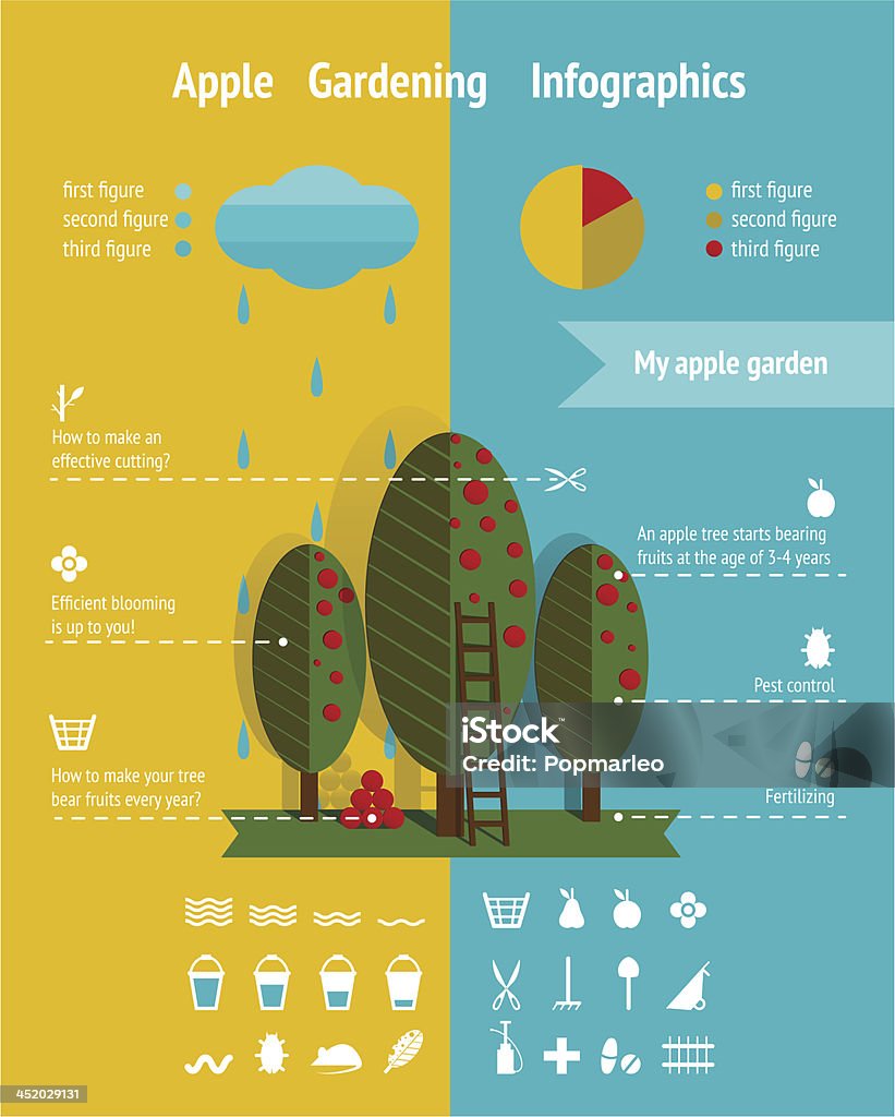 Croissance des éléments de l'infographie Apple sur le jardin - clipart vectoriel de Animaux nuisibles libre de droits