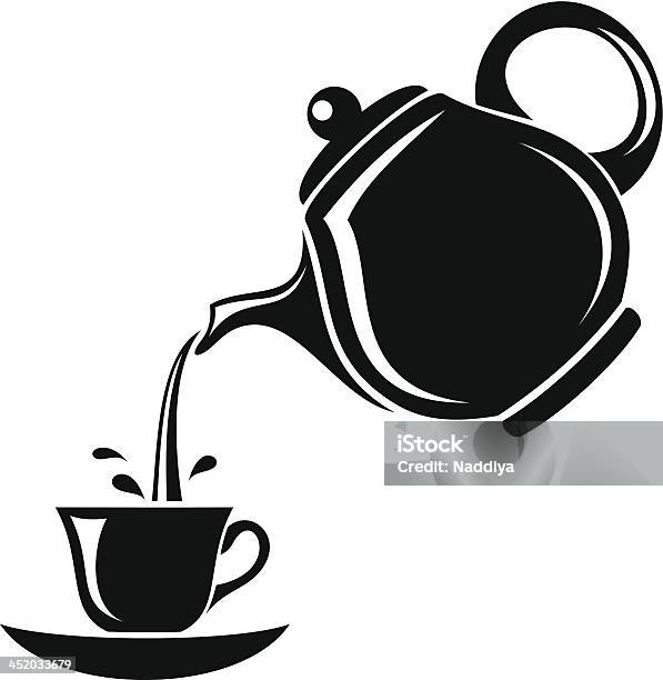 Black Silhouette Of Teapot And Cup Vector Illustration Stock Illustration - Download Image Now