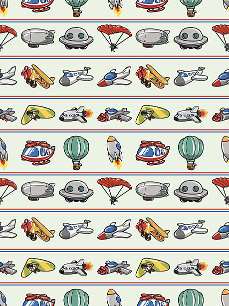 illustrations, cliparts, dessins animés et icônes de motif sans couture de transport - fighter plane