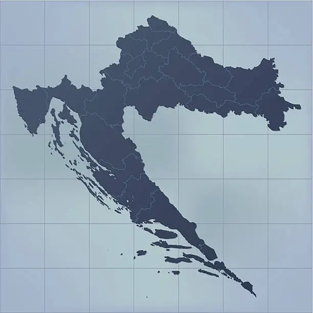 Vector illustration of Croatia map dark