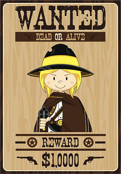 illustrazioni stock, clip art, cartoni animati e icone di tendenza di cowgirl cowboy outlaw poster - wanted poster wild west poster law