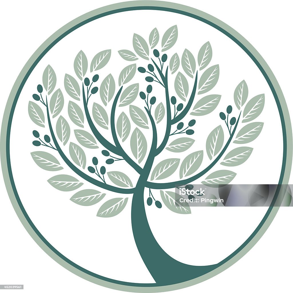 Оливковое дерево в circle - Векторная графика Оливковое дерево роялти-фри
