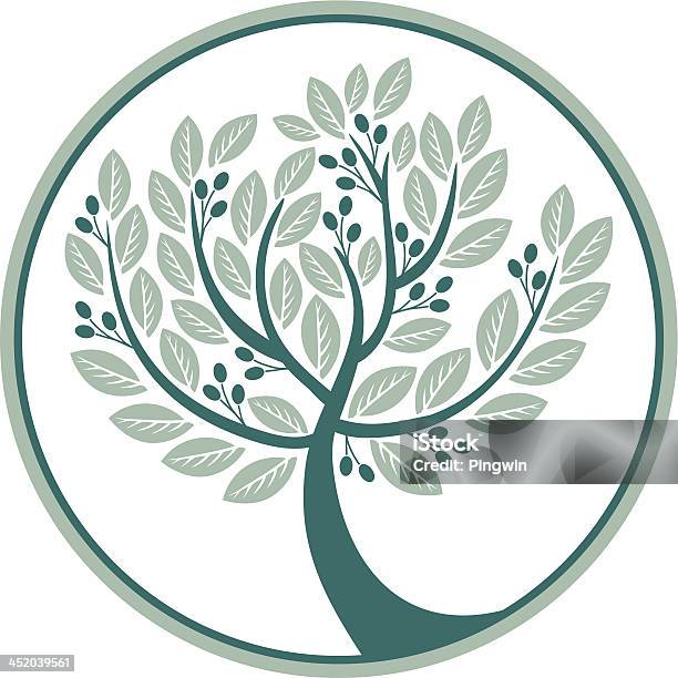 Оливковое Дерево В Circle — стоковая векторная графика и другие изображения на тему Оливковое дерево - Оливковое дерево, Маслина, Аюрведа