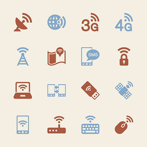 мобильные и беспроводные технологии иконы-цвета серии/eps10 - 3g stock illustrations