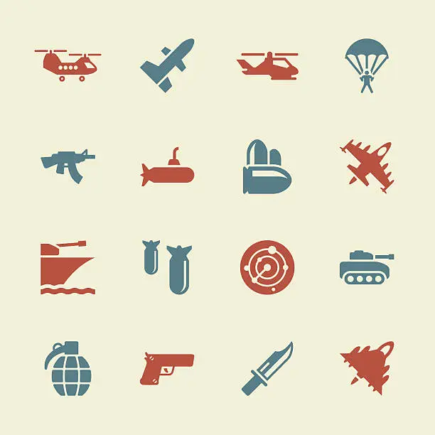 Vector illustration of Military Icons - Color Series | EPS10