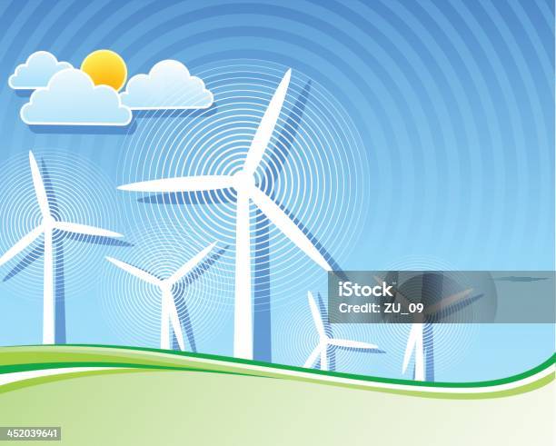 Wind Turbines Alternative Energy For A Better Climate Stock Illustration - Download Image Now