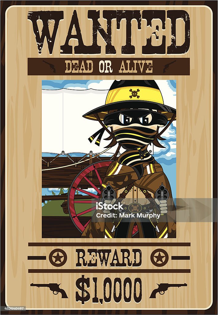 Cowboy Outlaw quería póster - arte vectorial de Agarrar libre de derechos