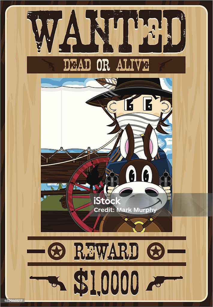 Cowboy Outlaw a caballo póster - arte vectorial de Agarrar libre de derechos