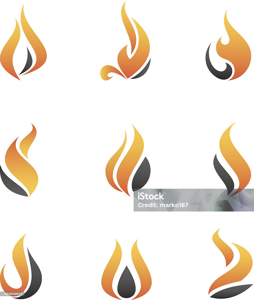 Fire symbol and icons http://www.markoradunovic.com/istock/logos.jpg Igniting stock vector