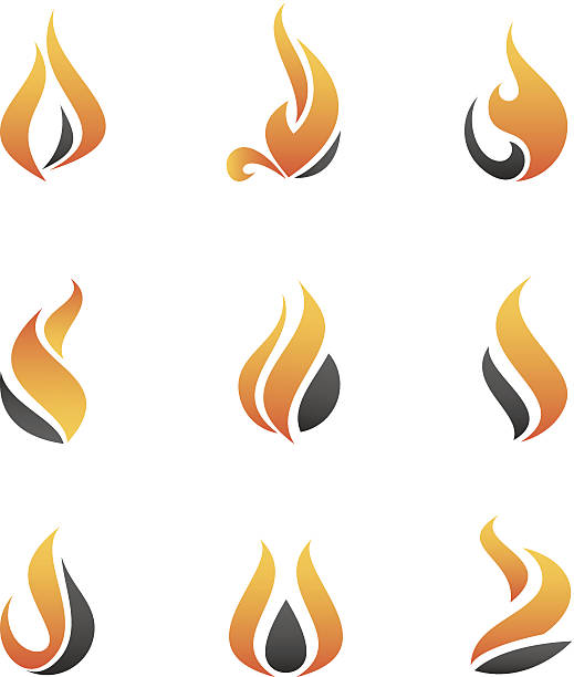 Fire symbol and icons vector art illustration