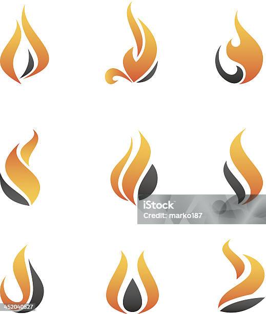 Fire Symbol And Icons Stock Illustration - Download Image Now - Igniting, Logo, Fire - Natural Phenomenon