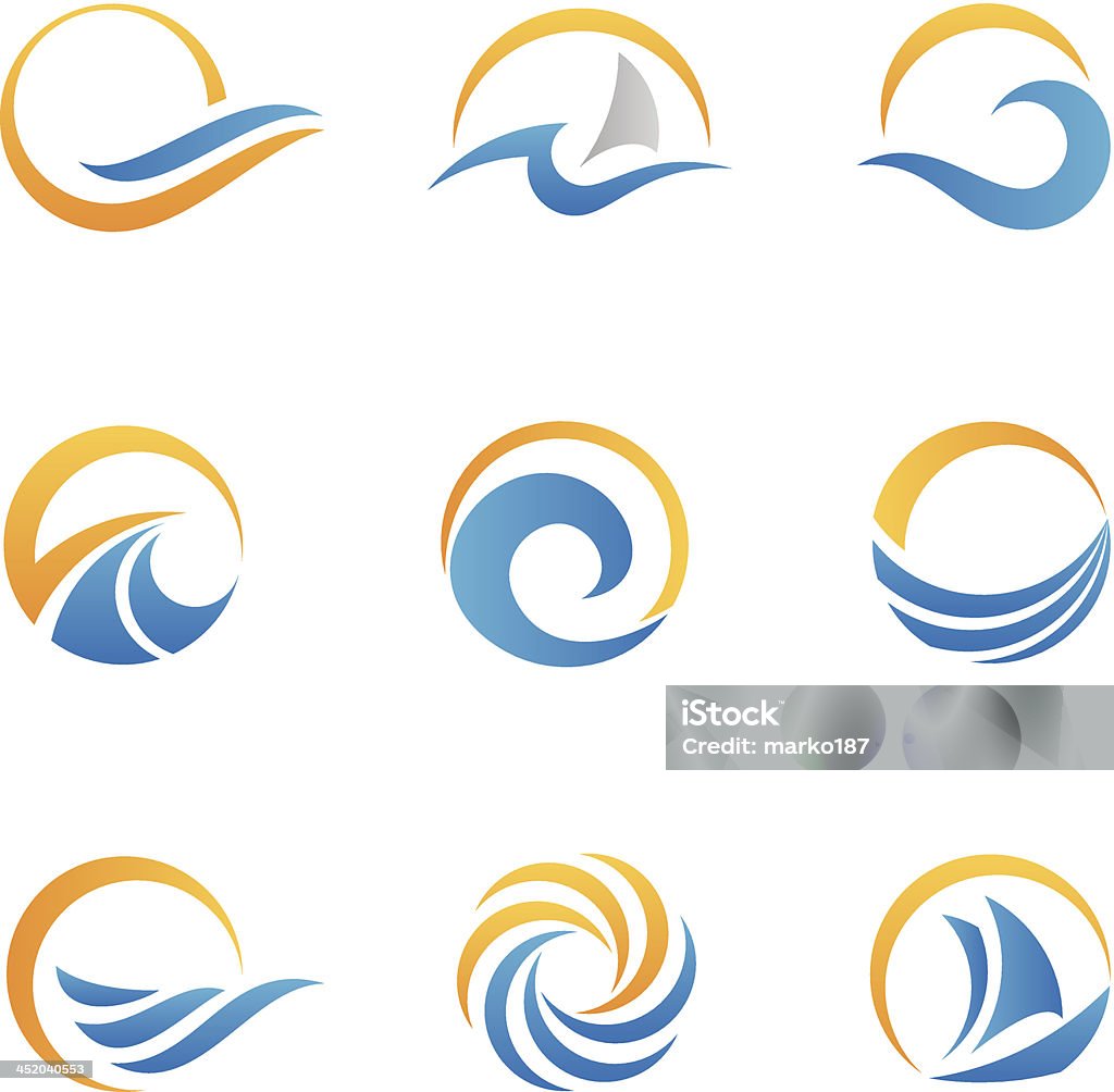 Vector Conjunto de ícones do mar símbolo - Vetor de Logotipo royalty-free