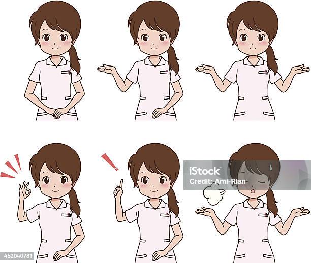 Ilustración de Girlpose y más Vectores Libres de Derechos de Personal de enfermería - Personal de enfermería, Estilo manga, Adulto
