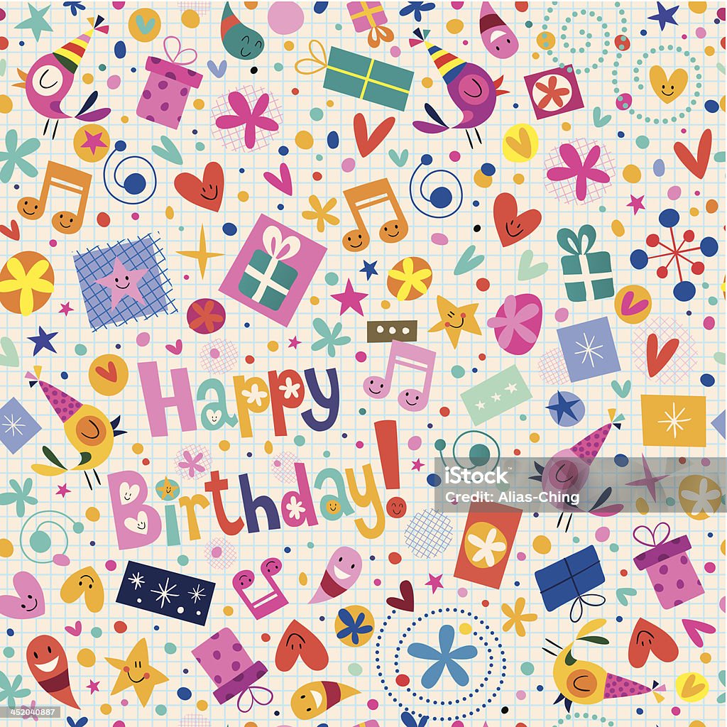 Patrón de feliz cumpleaños - arte vectorial de 1950-1959 libre de derechos