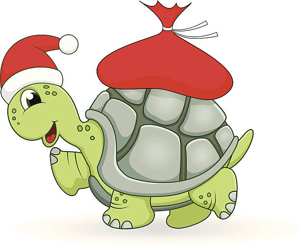 Christmas turtle kreskówka, – artystyczna grafika wektorowa