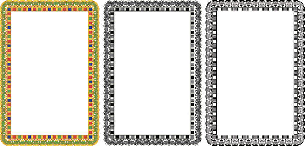 Egypt Frame Egyptian frame with papyrus in colour and monochrome isolated on white. ornamental grass white background stock illustrations