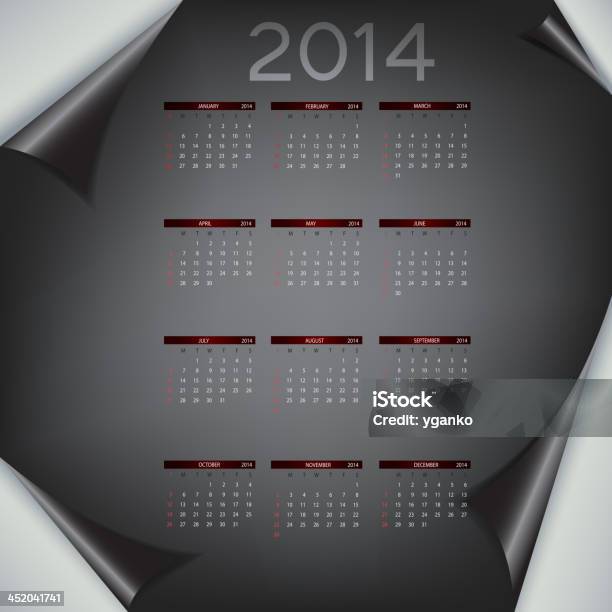 Ilustração Vetorial De 2014 Ano Novo Calendário - Arte vetorial de stock e mais imagens de 2014 - 2014, Abstrato, Agenda Pessoal