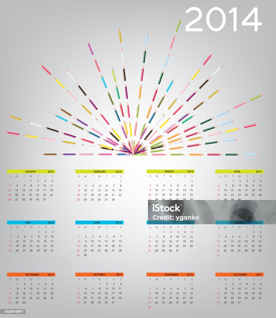 Ilustración de vector de nuevo año calendario 2014 - arte vectorial de 2014 libre de derechos