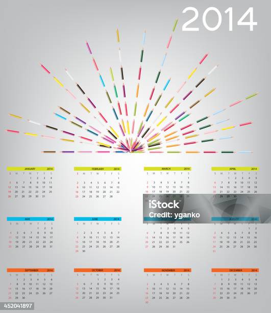 Ilustración de Ilustración De Vector De Nuevo Año Calendario 2014 y más Vectores Libres de Derechos de 2014 - 2014, Abstracto, Acontecimiento