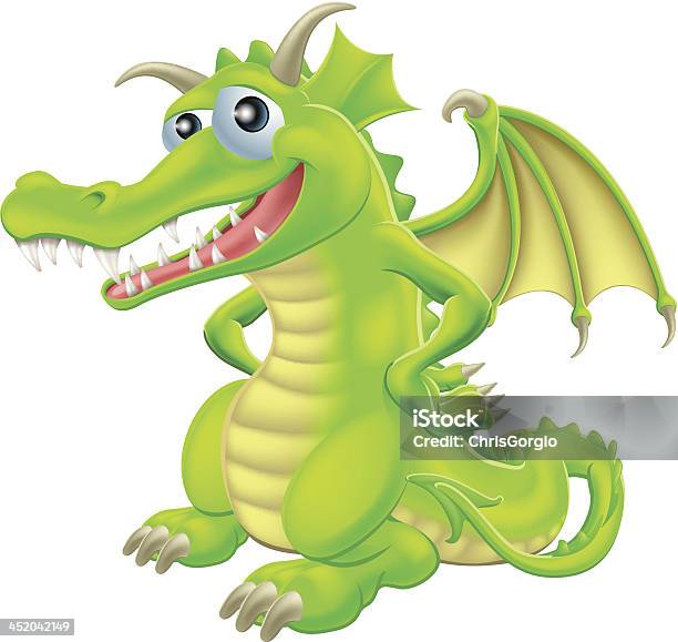 Ilustración de Pie De Historieta Dragon y más Vectores Libres de Derechos de Ala de animal - Ala de animal, Alegre, Clip Art