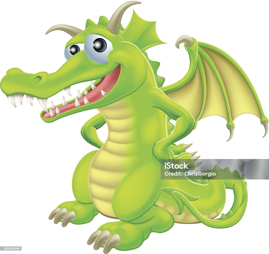 Kreskówka, stałego Dragon - Grafika wektorowa royalty-free (Bajka)