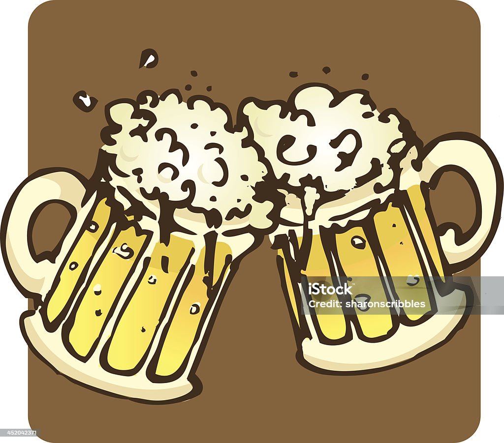 Beer Mugs Two mugs filled to the brim with bubbling beer! Adult stock vector