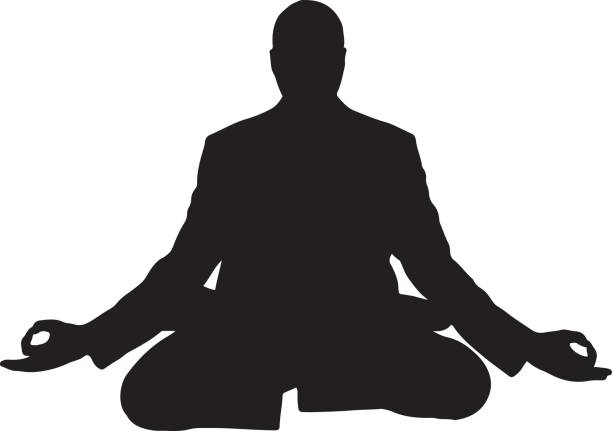 istock Illustration of a silhouette of a businessman meditating 452042699