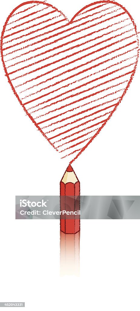 赤鉛筆画エースハートのアイコンが�カード - いたずら書きのロイヤリティフリーベクトルアート