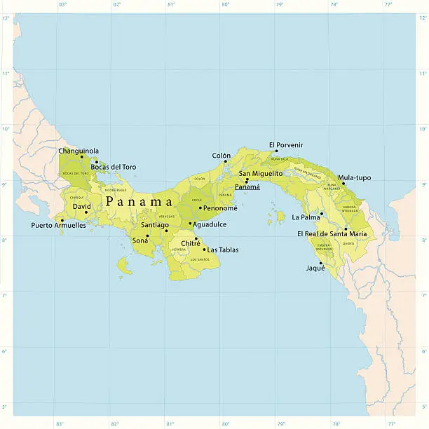 Vector illustration of Panama Vector Map