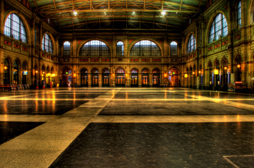 January 2013, hall of the station in Zurich (Switzerland), HDR, time exposure