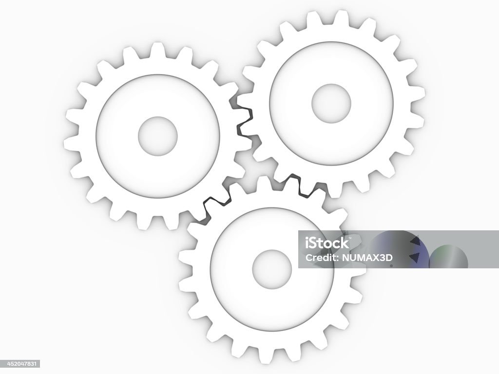 Three Animated Cartoon White Gears Connected Turning Stock Photo - Download  Image Now - iStock