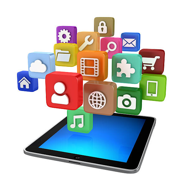 istock Tablet with App Icons - isolated on white 452050641