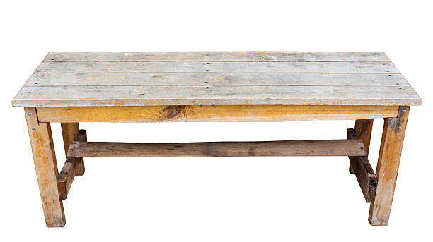 istock old wood long chair on white background 452051951