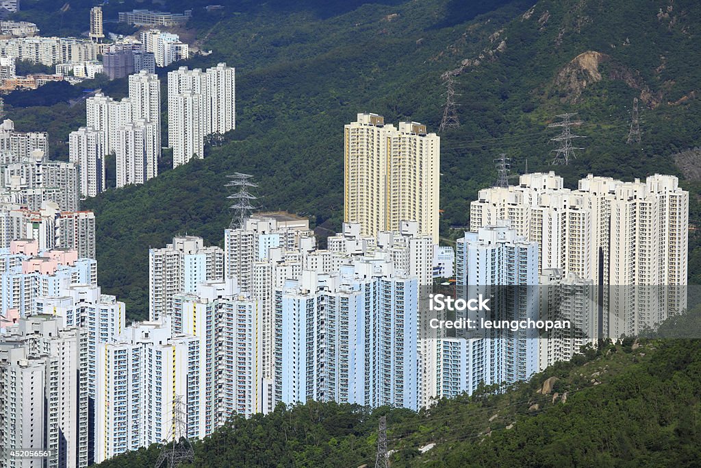 Hong Kong crowded building Aerial View Stock Photo
