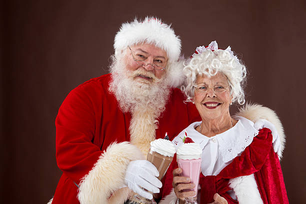 Santa e Mrs Claus bere Frappè - foto stock