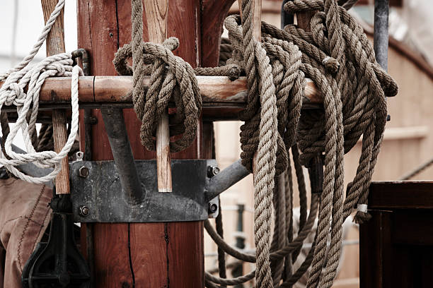 istock Sailing Ship details mast and ropes 452070941