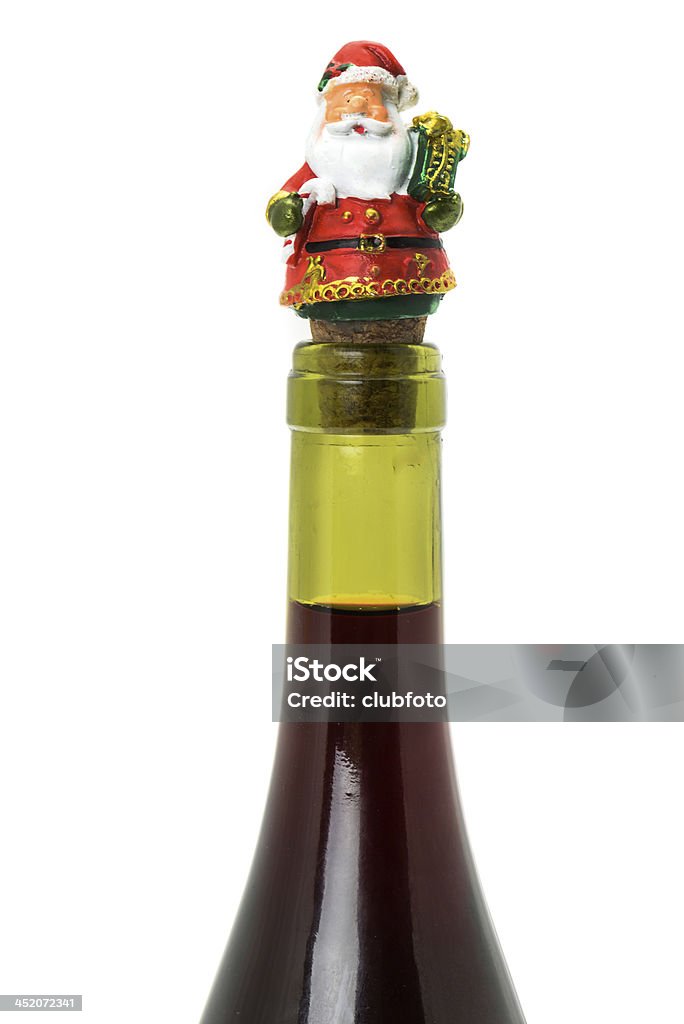 Ojciec Narodzenia korek i butelka wina - Zbiór zdjęć royalty-free (Kieliszek)