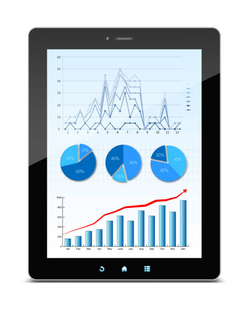 [ tracé de détourage&nbsp;! ] d'affaires en croissance graphique numérique tablette pc isolé - finance digital tablet report business photos et images de collection