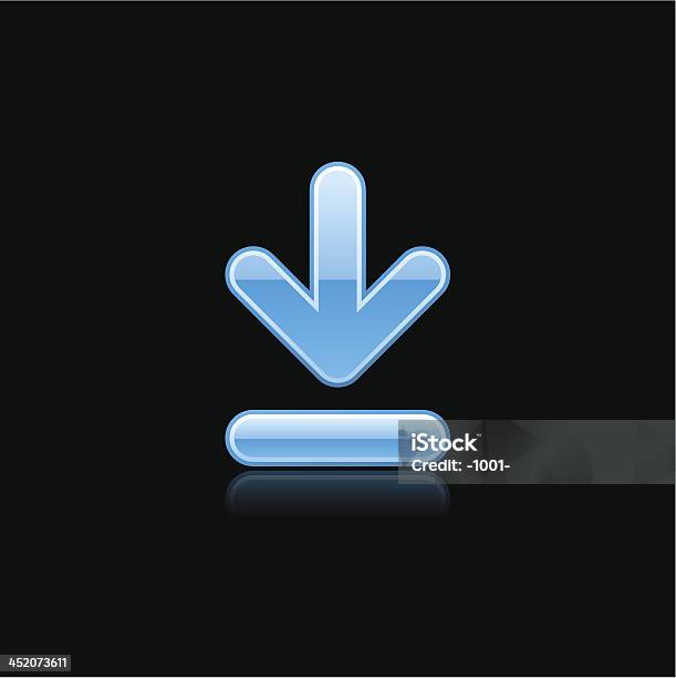 Ilustración de Blue Arrow Descarga De Cromo Brillante Icono Pictograma Señal De Botón Web y más Vectores Libres de Derechos de Acero