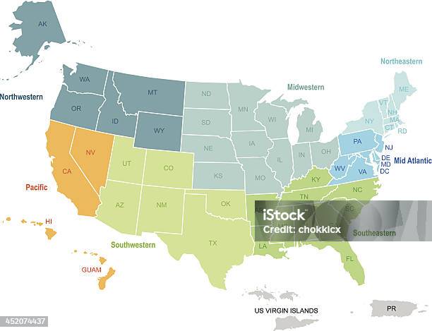 Imaginación Caballero amable Despido Ilustración de Estados Unidos Mapa De Zonas Y Sus Territorios y más  Vectores Libres de Derechos de EE.UU. - EE.UU., Mapa, Puerto Rico - iStock