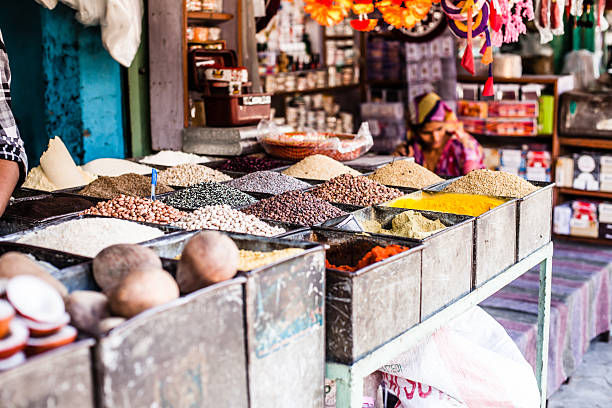 istock Indian Marketstall selling ingredients 452078077