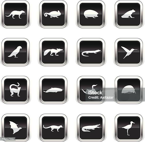 Supergloss Black Icons Madagascar Animals Stock Illustration - Download Image Now - Aye-aye, Bat - Animal, Black Color