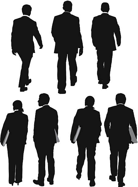 ilustraciones, imágenes clip art, dibujos animados e iconos de stock de múltiples siluetas de personas de negocios - men inside of suit silhouette