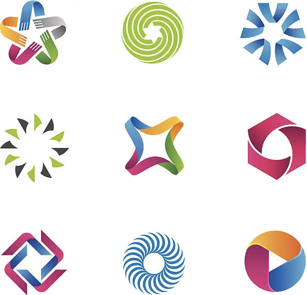 Vector illustration of Cool and colorful symbols