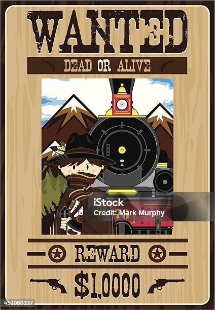 Wild West Outlaw Poster - Immagini vettoriali stock e altre immagini di A forma di stella - A forma di stella, Albero, Arma da fuoco