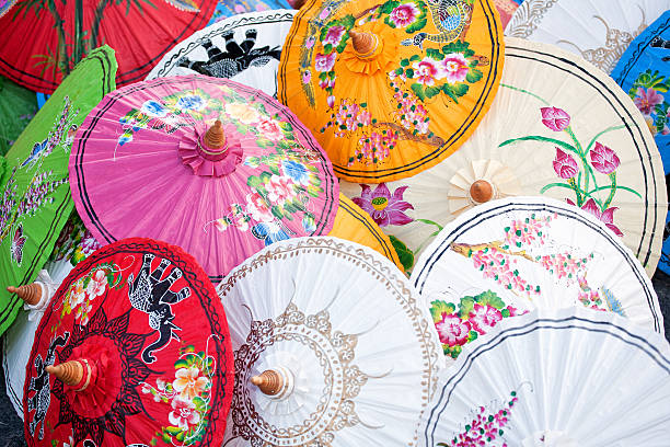 istock Asian umbrellas on the market 452080747