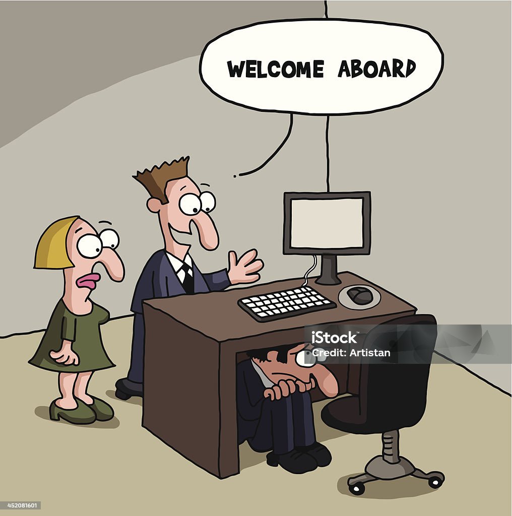 New Male Office Worker Cartoon Gag Stock Illustration - Download Image Now  - Administrator, Adult, Anxiety - iStock