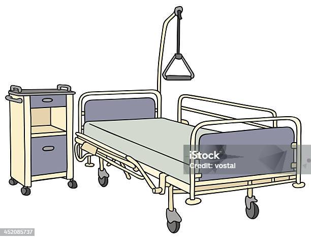 A Cartoon Hospital Bed And Night Stand Stock Illustration - Download Image  Now - Bed - Furniture, Drawing - Activity, Drawing - Art Product - iStock